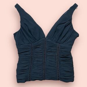 100% Silk Black Rouged Strapless Top